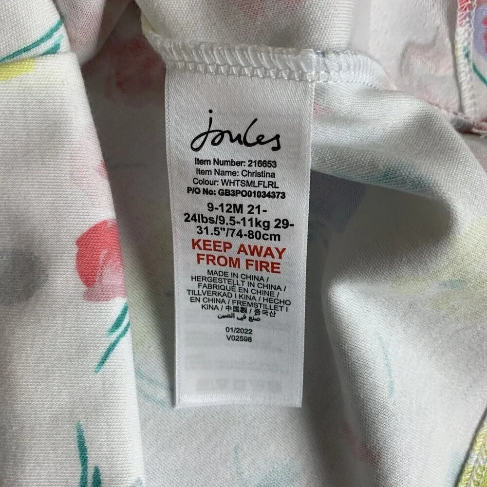 Joules Short Sleeve Knit Dress Floral White Colorful Preppy Girls 9-12 Months - Picture 3 of 13